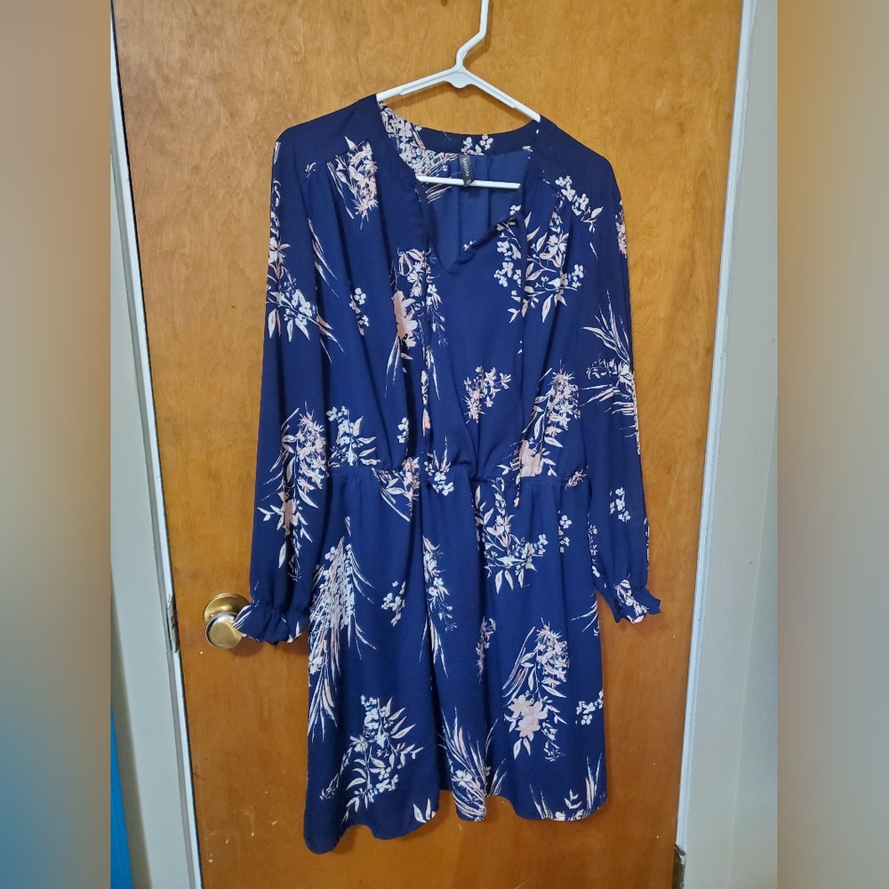Women's Boho Floral Navy Dress- Size 1X